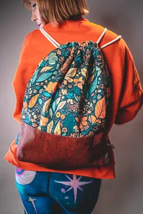 Brązowy workoplecak z ekologicznych materiałów JESIENNY LIŚĆ - Plecaki worki - miniaturka - grafika 1