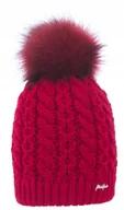 Czapki damskie - Ciepła Czapka Damska Zimowa Z Pomponem Ocieplana Polarem Czerwona Majka - miniaturka - grafika 1