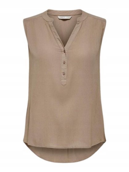 ONLY BEŻOWA BLUZKA BEZ RĘKAWÓW Z GUZIKAMI 42 J7A