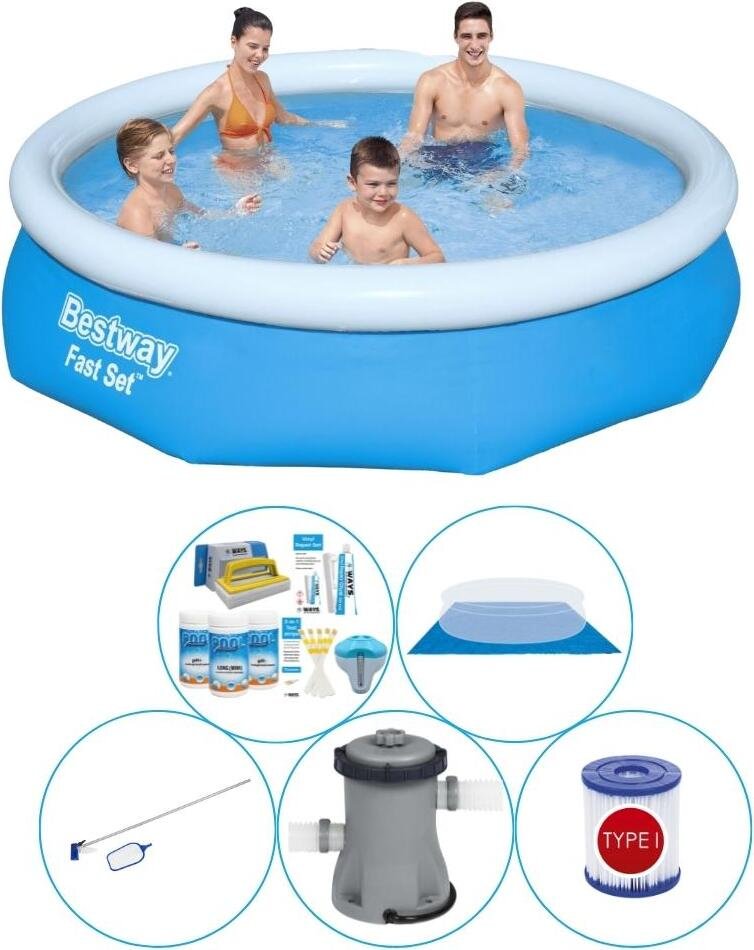 Bestway Fast Set 305x76 cm okrągły - 6-częściowy - Basen plus akcesoria