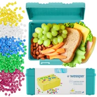 Lunch boxy - Wessper Lunchbox Kids, Kreatywne pudełko śniadaniowe dla dzieci z klockami Turkusowe spersonalizowane pudełko śniadaniowe 165X118X65Mm, bez Bpa Pudełko na chleb dla dzieci idealne do szkoły, przedszkola lub czasu wolnego - miniaturka - grafika 1