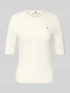 Koszulki i topy damskie - T-shirt o kroju slim fit z mieszanki wiskozy - miniaturka - grafika 1