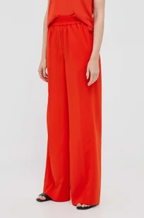 Calvin Klein spodnie damskie kolor pomarańczowy szerokie high waist - Spodnie damskie - miniaturka - grafika 1