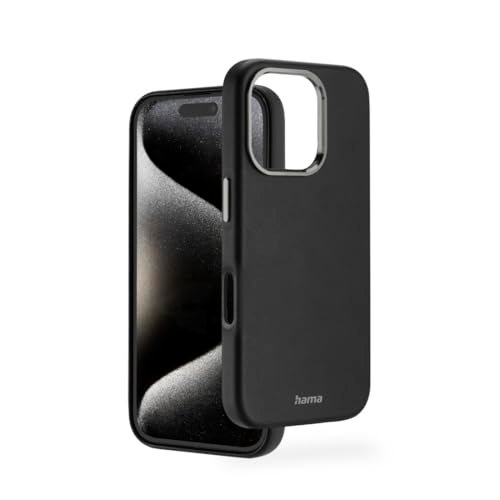 Hama Etui na telefon komórkowy iPhone 16 Pro (sztuczna skóra, metal, etui ochronne z tyłu, dodatkowa ochrona aparatu i wyświetlacza, kompatybilne z bezprzewodowym ładowaniem, miękkie, z recyklingu),
