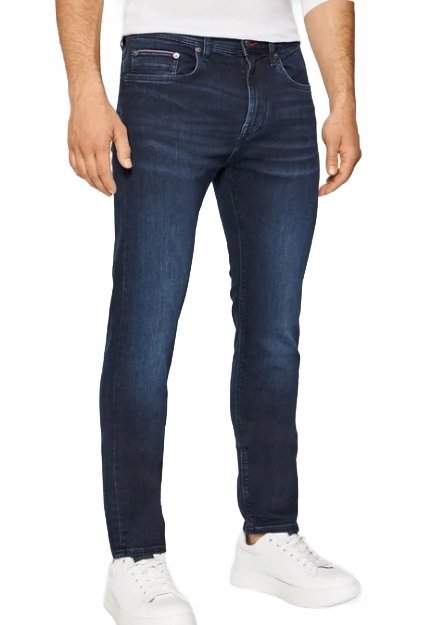 TOMMY HILFIGER JEANSY GRANATOWE GŁADKIE MĘSKIE 35/36 6FA