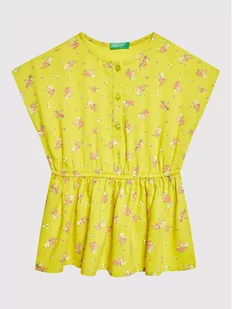 Benetton United Colors Of Sukienka letnia 49RUGV008 Zielony Regular Fit - Sukienki i spódniczki dla dziewczynek - miniaturka - grafika 1