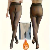 Rajstopy - TEMU Kobiety polarowe podszyte legginsy - jednolite kolory dzianiny poliester blend (70% poliester, 30% poliamid) - można prać w pralce - - miniaturka - grafika 1