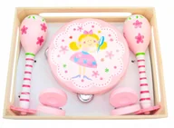 Instrumenty muzyczne dla dzieci - Drewniany różowy zestaw instrumentów muzycznych 3w1 - miniaturka - grafika 1