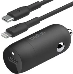 Belkin Ładowarka samochodowa Boost Car PD3.0 PPS 3A USB-C MFi 30W + kabel Lightning 1m, czarna - Ładowarki samochodowe - miniaturka - grafika 1