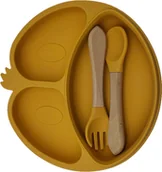 Miseczki i talerzyki dla dzieci - Zestaw Talerz talerzyk przyssawka łyżka widelec BLW SILIKON PREZENT - miniaturka - grafika 1