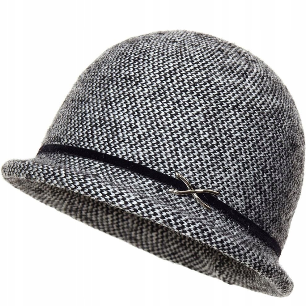 Kapelusz damski ELISABETTA Czarny/ecru pepitka