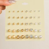 Inne - TEMU Zestaw 20 eleganckich i prostych kolczyków w zestawie, stop cynku z stalą nierdzewną, ozdobione cyrkoniami i sztucznymi perłami, wszechstronna - miniaturka - grafika 1