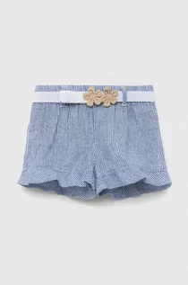 Spodnie i spodenki dla dziewczynek - Birba&Trybeyond szorty lniane niemowlęce kolor niebieski wzorzyste - grafika 1