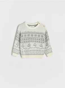 Reserved - Sweter z zimowym motywem - złamana biel - Bluzy i sweterki niemowlęce - miniaturka - grafika 1