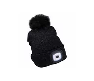 Czapki męskie - Extol - Czapka z czołówką i ładowaniem USB 300 mAh czarny z pomponem roz. UNI - miniaturka - grafika 1