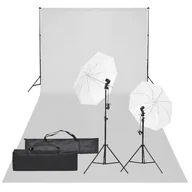 Lampy studyjne - vidaXL Fotograficzny zestaw studyjny z lampami i tłem - miniaturka - grafika 1