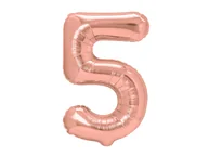 Balony i akcesoria - Balon foliowy cyfra pięć 5 różowe złoto - 70 cm - 1 szt. - miniaturka - grafika 1