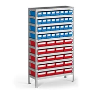 Szafy i regały magazynowe - B2B Partner Regał z pojemnikami plastikowymi Shelfpoj., 1600x800x300 mm, 32x A, (555288) - miniaturka - grafika 1