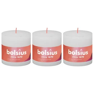 Rustykalne świece pieńkowe Shine, 3 szt., 100x100 mm, białe Lumarko! - Aromaterapia - miniaturka - grafika 1