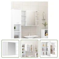Szafki łazienkowe - The Living Store Szafka łazienkowa z lustrem biała 80x20,5x64 cm Materiał drewnopochodny - miniaturka - grafika 1