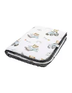 Koce i narzuty dla dzieci - Bonjour Cherie Kocyk średni 75/100 Traktory Minky Smoked pearl - miniaturka - grafika 1