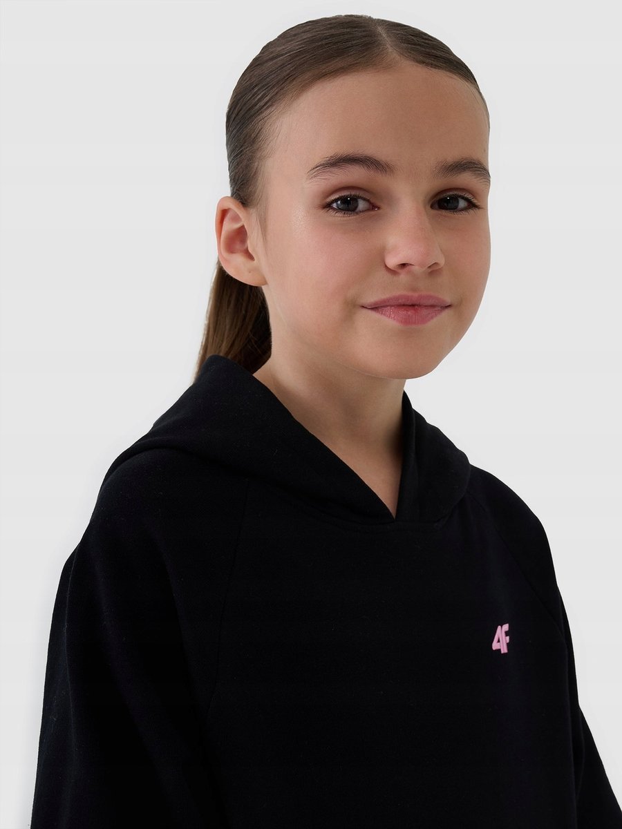 BLUZA DZIEWCZĘCA 4F DRESOWA NIEROZPINANA Z KAPTUREM TSWSF1478 SS25 128