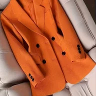 Marynarki i żakiety damskie - TEMU Pomarańczowa Marynarka Damska, Casualowa Wszechstronna Elegancka Kurtka Niszowa - miniaturka - grafika 1