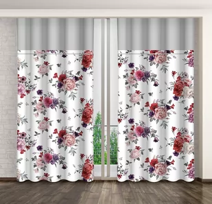 Zasłona Gotowa Na Żabki, 160X250, Biała W Kwiaty, Zml-023 - Zasłony - miniaturka - grafika 1