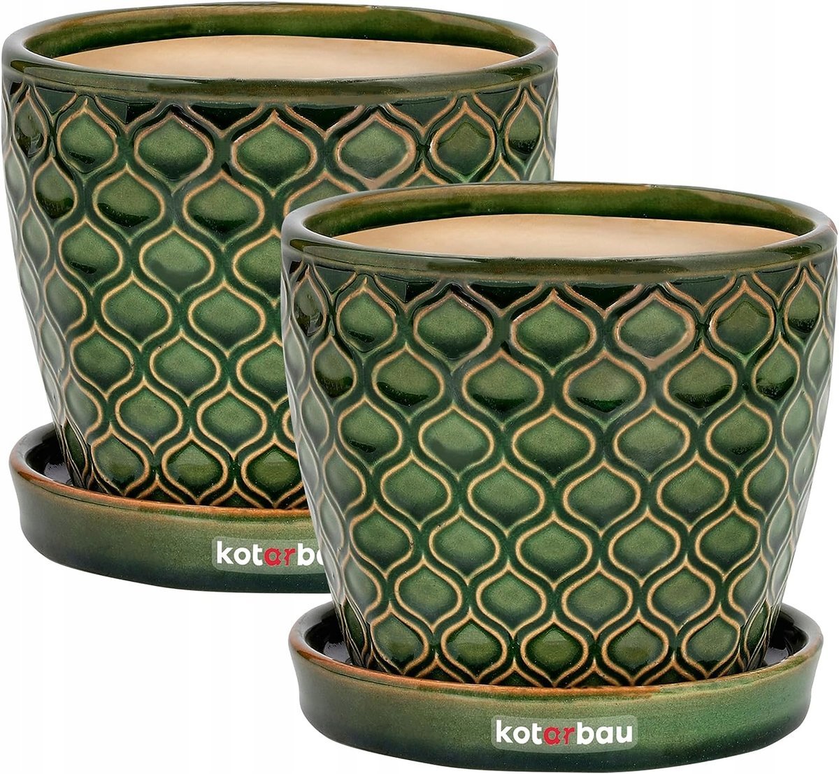 ZESTAW 2X DONICZKA DONICA OSŁONKA CERAMICZNA Z PODSTAWKĄ ⌀15 CM NA KWIATY