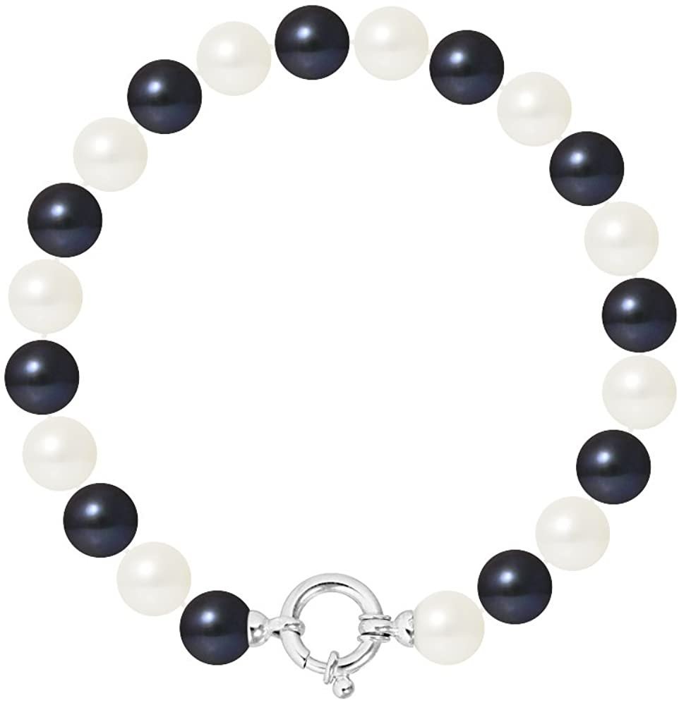 Pearls & Colors Women Tahiti Pearls Silver 925 Round Pearl Strand Bracelet