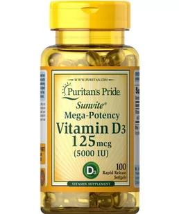 Puritan's Pride Witamina D3 5000 IU - 200 kapsułek - Witaminy i minerały - miniaturka - grafika 1