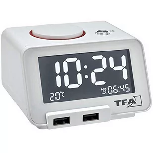 TFA Dostmann 60.2017 homtime cyfrowy budzik z i temperatury LABE dunktion ponad 2 USB Ports 60.2017.02 - Zegary - miniaturka - grafika 1