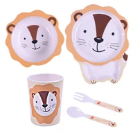 Zestawy naczyń dla dzieci - Bocioland, zestaw naczyń dla dzieci z melaminy, lew, 5 elementów - miniaturka - grafika 1