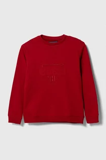 Bluzy dla chłopców - Guess bluza bawełniana dziecięca kolor czerwony z aplikacją - grafika 1