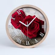 Zegary - Zegar drewniany rzymski róże na drewnie fi 30 cm, Tulup - miniaturka - grafika 1