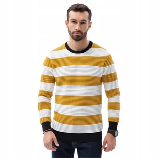 Sweter męski bawełniany E189 musztardowy XL - Swetry męskie - miniaturka - grafika 1