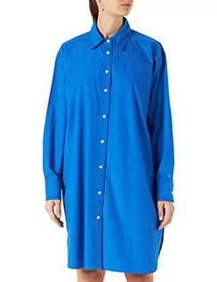Sukienki - Tommy Hilfiger Damska sukienka Org CO Solid do kolan, kolor niebieski (Th Electric Blue), 44 - grafika 1