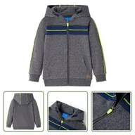 Bluzy dla dziewczynek - Bluza dziecięca z kapturem i zapięciem na zamek - szary melanż - 104 - Bluza Dziecięca - miniaturka - grafika 1