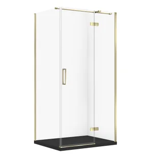 Kabina prysznicowa Cersanit Jota 100x80x195 prostokątna złoty transparentne z brodzikiem tako slim czarny mat S601-388 - Kabiny prysznicowe - miniaturka - grafika 1