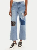 Spodnie damskie - Desigual Jeansy Patches 25WWDD20 Niebieski Wide Leg - miniaturka - grafika 1