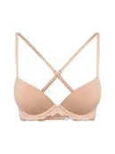 Biustonosze - Calvin Klein Damski biustonosz push-up - usztywniany - Demi Kobiety Sztuczne włókno beżowy jednolity, 70B - miniaturka - grafika 1