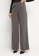 Spodnie damskie - Szare Szerokie Spodnie w Paski z Regularną Talią Phemire - miniaturka - grafika 1