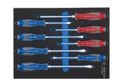 Śrubokręty - ZESTAW WKRĘTAKÓW ŚLUSARSKICH 8 cz. KRZYŻAK + PŁASKIE, WKŁAD Z PIANKI EVA DO WÓZKA King Tony - miniaturka - grafika 1