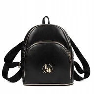 Plecaki - Laura Biaggi Miejski Plecak Plecaczek Czarny Logo - miniaturka - grafika 1