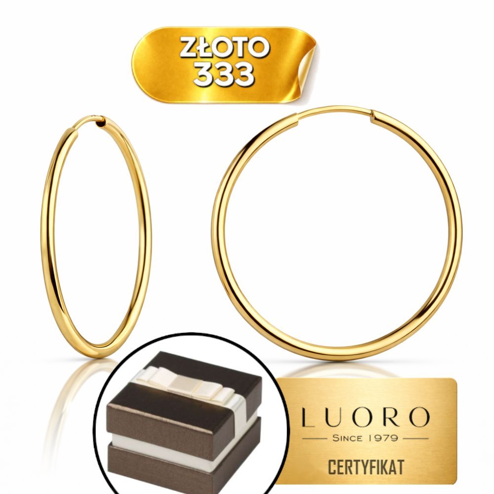 KOLCZYKI ZŁOTE 333 8K KÓŁKA 5 CM LEKKIE KREOLE ELEGANCKIE PREZENT