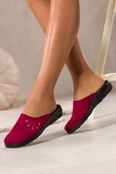 Kapcie damskie - Bordowe kapcie damskie Inblu obuwie domowe z cyrkoniami XF99990S - miniaturka - grafika 1