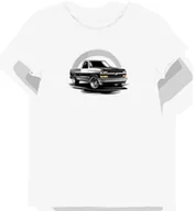 Koszulki i topy damskie - Koszulka damska biała z motywem Silverado i dynamicznej ciężarówki XL - miniaturka - grafika 1