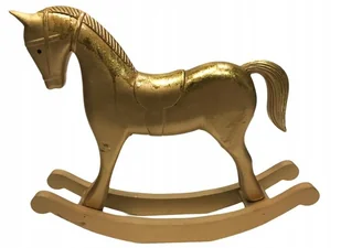 Figurka drewniana konik na biegunach 38 x 31 cm złoty - Ozdoby bożonarodzeniowe - miniaturka - grafika 1