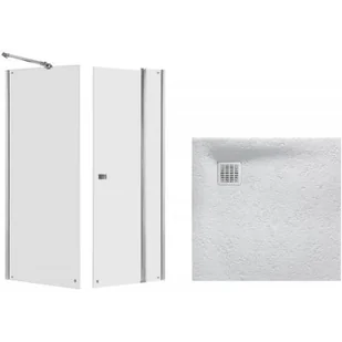 Zestaw Roca Capital kabina prysznicowa 90x90 cm kwadratowa MaxiClean z brodzikiem Terran perłowy (AM4609012M, AM4409012M, AP10338438401630) - Kabiny prysznicowe - miniaturka - grafika 1