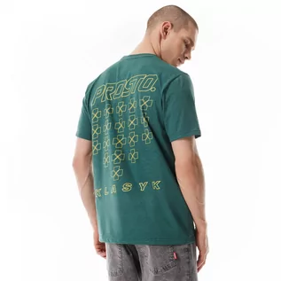 Koszulki sportowe męskie - Męski t-shirt z nadrukiem Prosto Palmar - zielony - PROSTO - grafika 1
